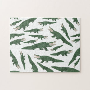 Cute Alligator Crocodile Pattern Jigsaw Puzzle