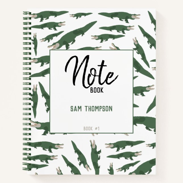 Cute Alligator Crocodile Pattern Notebook (Front)