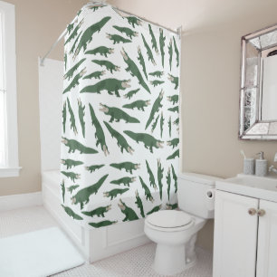 Cute Alligator Crocodile Pattern Shower Curtain