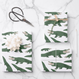 Cute Alligator Crocodile Pattern Wrapping Paper Sheet