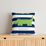 Cute Alligator Cushion<br><div class="desc">Fun personalised kids design with an alligator theme.</div>