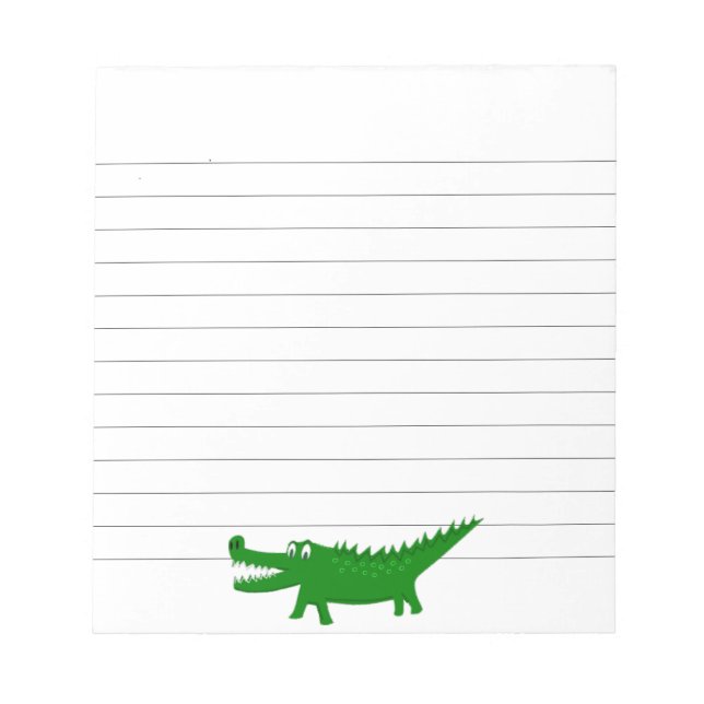  Cute Alligator Drawing Custom Lined Notepad (Front)