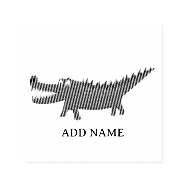 Cute Alligator Drawing Personalized Name Self-inking Stamp (Design)