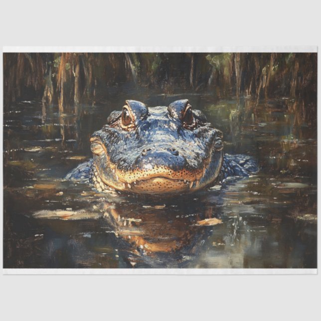 Cute Alligator in the Everglades Decoupage Tissue Paper (Front)