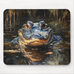 Cute Alligator in the Florida Everglades Painting Mouse Mat