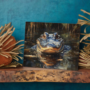 Cute Alligator in the Florida Everglades Painting Plaque