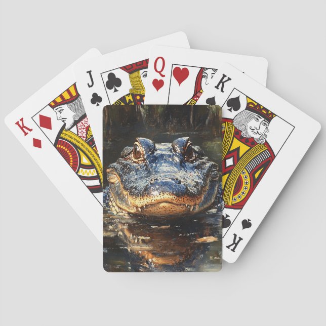 Cute Alligator in the Florida Everglades Painting Playing Cards (Back)