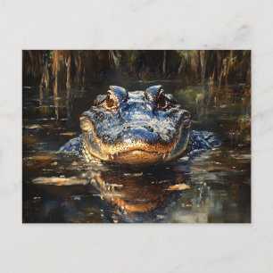 Cute Alligator in the Florida Everglades Painting Postcard