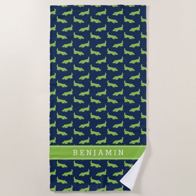Cute Alligator Pattern Kids Beach Towel (Front)