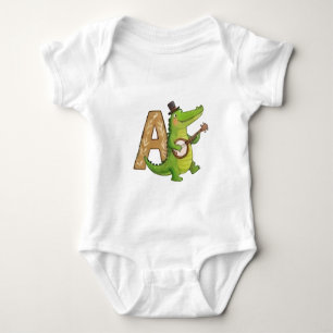 Cute Alligator Playing Banjo Baby Bodysuit