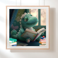 Cute Alligator reading a book Nursery Art