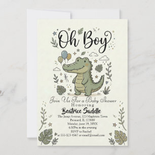 Cute Alligator safari Oh Boy Jungle baby shower  Invitation