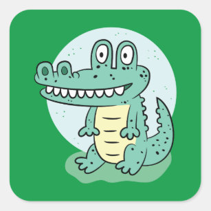 Cute Alligator Sitting Kawaii  Square Sticker