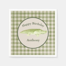 Cute Alligator Watercolor Name Birthday