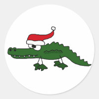 Cute Alligator Wearing Christmas Hat