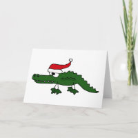 Cute Alligator Wearing Christmas Hat