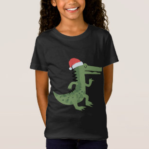 Cute Alligator With Santa Hat Funny Christmas T-Shirt