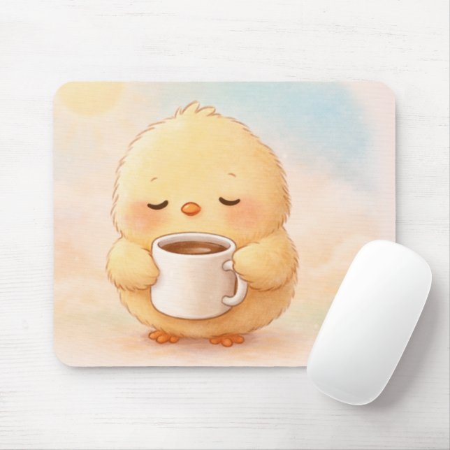 Cute Alma Chick Coffee Mouse Pad (With Mouse)