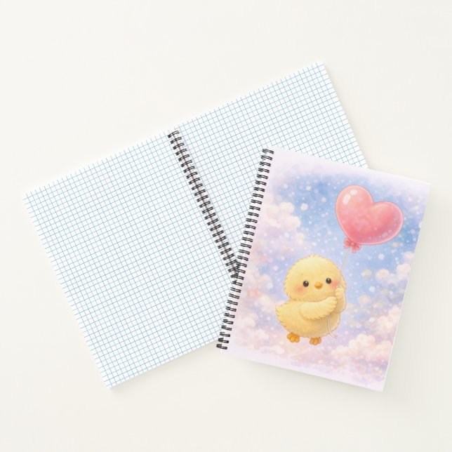 Cute Alma Chick with Heart Balloon Notebook (Inside)