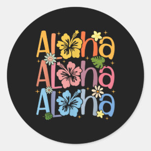 Cute Aloha Hawaiian Summer Vacation Shaka Hibiscus Classic Round Sticker