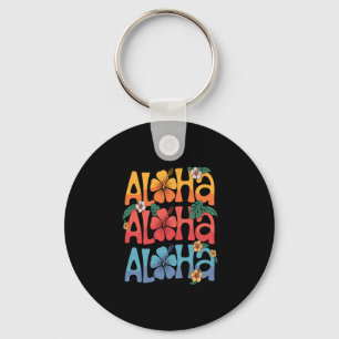 Cute Aloha Hawaiian Summer Vacation Shaka Hibiscus Key Ring