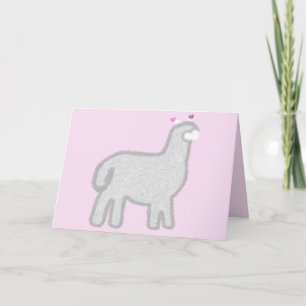 Cute Alpaca Cariña pink hearts Holiday Card