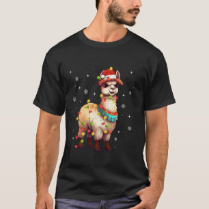 Cute Alpaca Christmas Tree Lights Xmas Holidays Lo T-Shirt