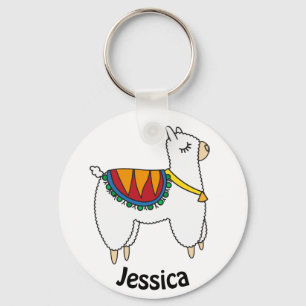 Cute Alpaca Doodle Personalised Key Ring