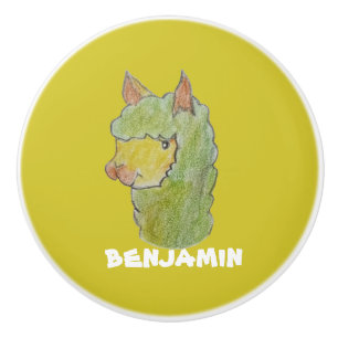 Cute alpaca face art ceramic knob