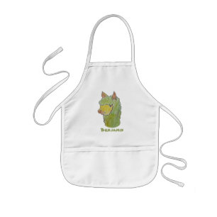 Cute alpaca face art  kids apron