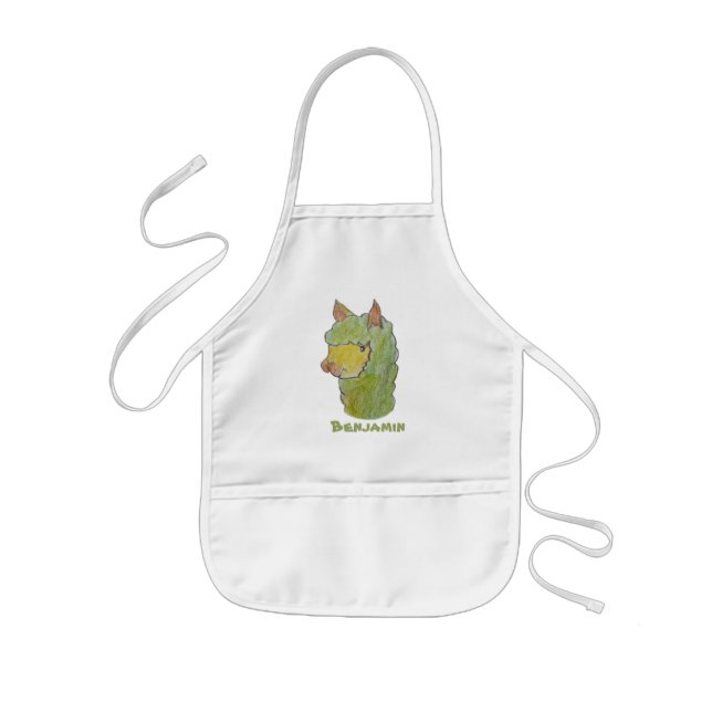 Cute alpaca face art  kids apron (Front)