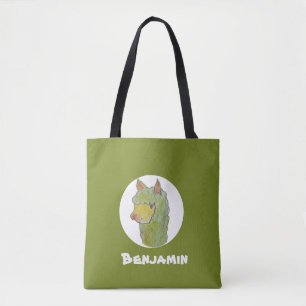 Cute alpaca face art  tote bag