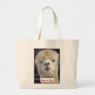 Cute Alpaca face Large Tote Bag