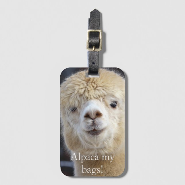Cute Alpaca face Luggage Tag (Front Vertical)