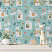 Cute Alpaca Girl Modern Kids Pattern