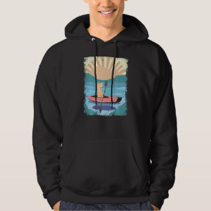 Cute Alpaca In A Kayak On The Lake At Sunset Retr Hoodie