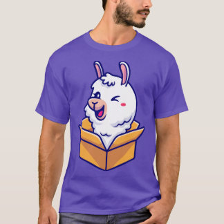 Cute Alpaca In Box Cartoon T-Shirt