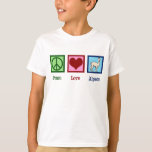 Cute Alpaca Kids T-Shirt<br><div class="desc">Peace Love Alpacas. An adorable farm animal gift with a peace sign,  heart,  and a cute alpaca.</div>