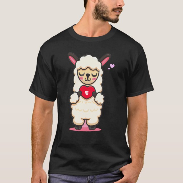 cute Alpaca Lama love for Woman for valentineu2019 T-Shirt (Front)