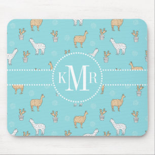 Cute Alpaca Llama Cactus Pattern Mouse Mat