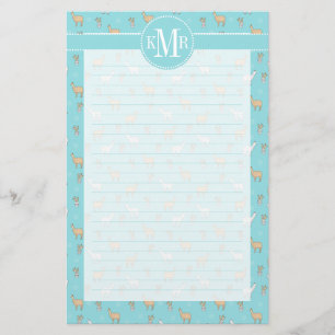 Cute Alpaca Llama Cactus Pattern Stationery