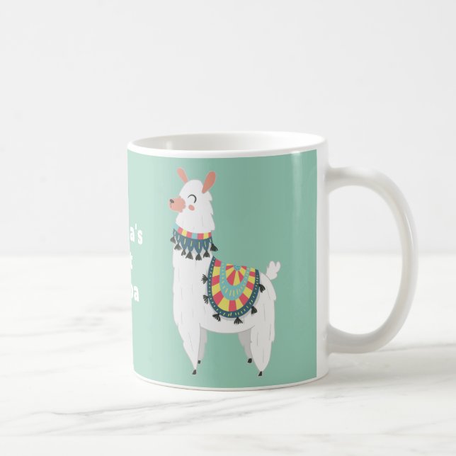 Cute Alpaca Llama Mint Green Hot Cocoa Coffee Mug (Right)