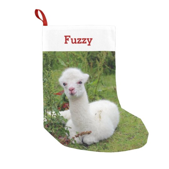 Cute Alpaca Lover Pet Photo And Name Personalised Small Christmas Stocking Zazzle Co Uk
