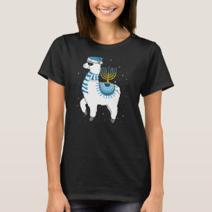 Cute Alpaca Menorah Hanukkah Llama Chanukah Christ T-Shirt