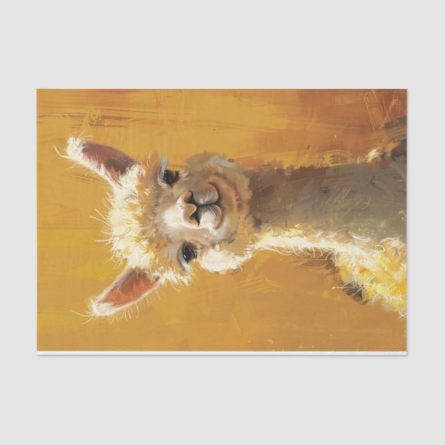 Cute Alpaca Painting Decoupage Tissue Paper (Front)