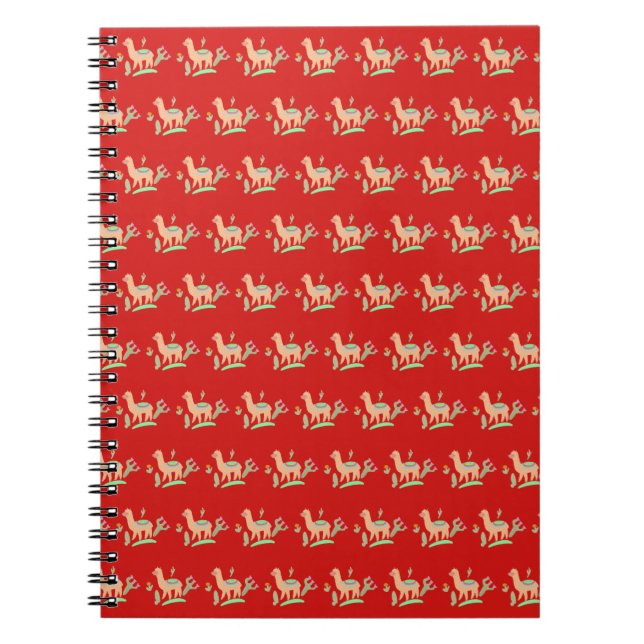 Cute Alpaca Red Pattern Notebook (Front)
