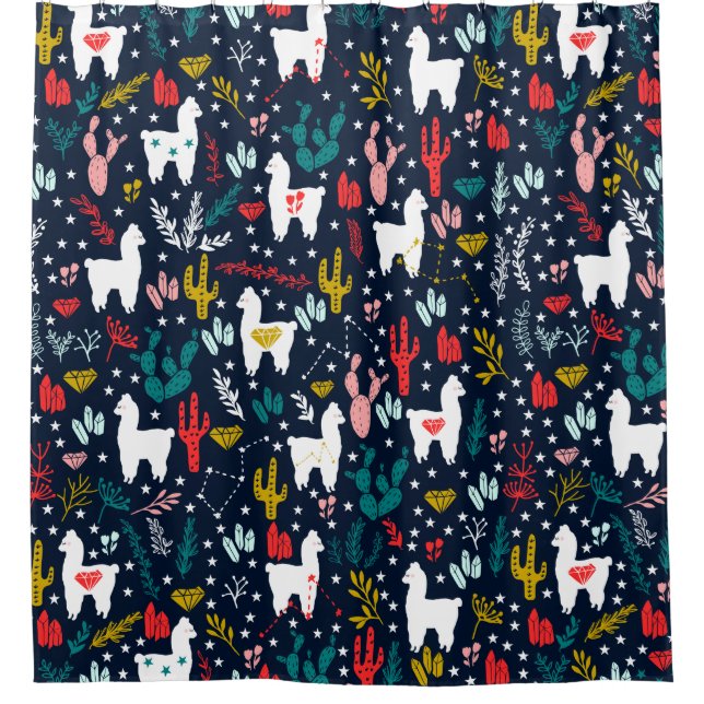 Cute Alpaca Shower Curtain (Front)