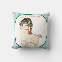 Cute alpaca with festive hat