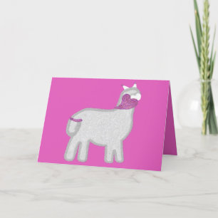 Cute Alpaca with glitter heart Holiday Card