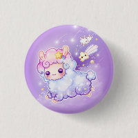 Cute alpaca with kawaii shooting star